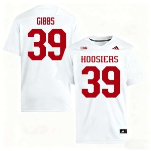 Trevor Gibbs NCAA Mens White #39 College Football Indiana University Jerseys 460982-659