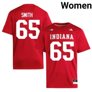 Carter Smith Women's Crimson Hoosiers University College Football #65 Jerseys 431693-816
