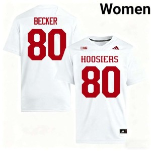 Charlie Becker Official Women #80 White IU Hoosiers College Football Jerseys 491704-435