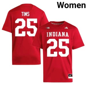 D'Montae Tims Crimson #25 Women Game Indiana Hoosiers College Football Jersey 280367-958