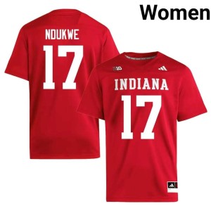 Daniel Ndukwe #17 College Football Embroidery Hoosiers Crimson Women Jerseys 975816-166