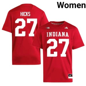 Kasmir Hicks Indiana Hoosiers Womens Crimson #27 College Football Stitched Jersey 512374-614