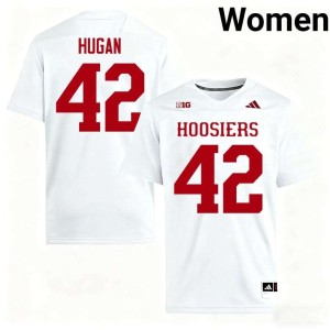 Kevontay Hugan Women's #42 College Football Stitched White IU Hoosiers Jersey 306061-661