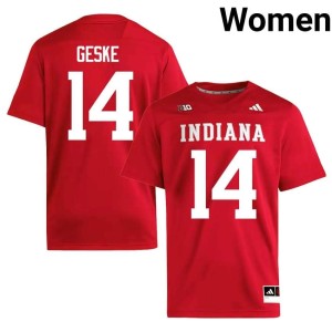 Maverick Geske Women's #14 College Football High School Crimson IU Jerseys 556111-348