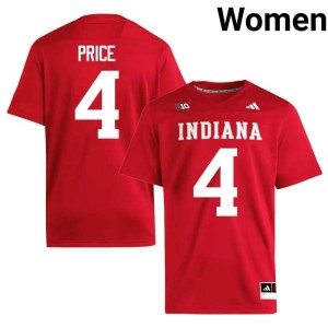 Myles Price College Football Womens Crimson University of Indiana #4 Limited Jerseys 963409-692