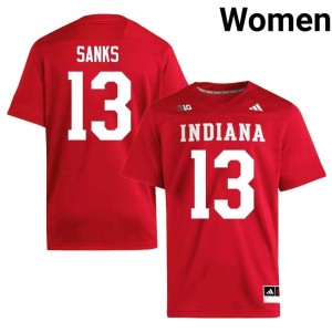 Quan Sanks Player #13 College Football Women Crimson Indiana Jerseys 783547-225