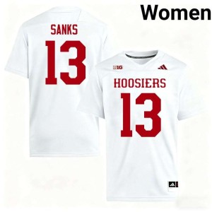 Quan Sanks #13 IU Hoosiers College Football Embroidery White Women's Jersey 833421-608