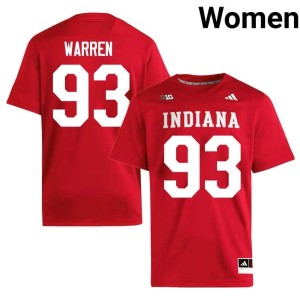 Quinn Warren IU #93 College Football Womens Crimson Stitched Jersey 257614-637