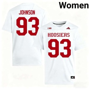 Ronelle Johnson Embroidery White Indiana #93 College Football Women's Jerseys 106355-842