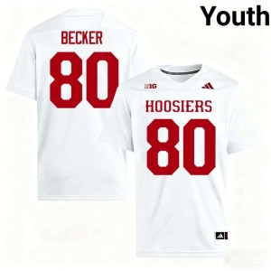 Charlie Becker University of Indiana White #80 Official College Football Youth Jersey 137277-270