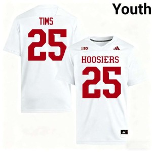 D'Montae Tims Youth IU Hoosiers Official #25 College Football White Jerseys 632350-730