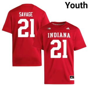 Jacob Savage Youth IU Hoosiers Crimson Embroidery College Football #21 Jersey 203630-181