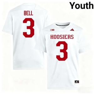 Jaylen Bell College Football Youth #3 White Embroidery IU Hoosiers Jersey 453945-649