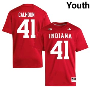 Keishaun Calhoun Crimson Embroidery IU Hoosiers College Football Youth #41 Jerseys 751642-483