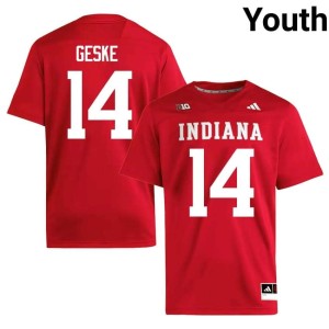 Maverick Geske University of Indiana Youth #14 High School Crimson College Football Jerseys 642579-164