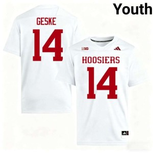 Maverick Geske College Football #14 Youth White Embroidery IU Jerseys 842145-592